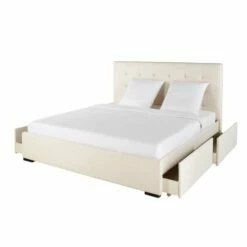 Lit Double Capitonné Ivoire Avec Rangements, Couchage 180x200 -Doublures De Lit Soldes 2024 lit double capitonne ivoire avec rangements couchage 180x200 1000 6 39 199586 2