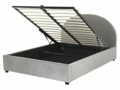 Lit Double En Velours Gris 160x200