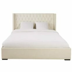 Lit Double Ivoire Avec Rangements, Couchage 160x200