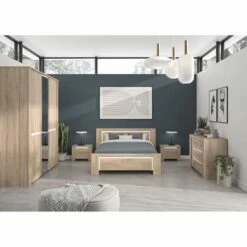 Lit Effet Bois Beige Couchage 140x190 -Doublures De Lit Soldes 2024 lit effet bois beige couchage 140x190 2