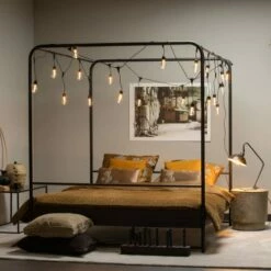 VTwonen Lit En Métal 160x200cm Noir -Doublures De Lit Soldes 2024 lit en metal 160x200cm noir 1