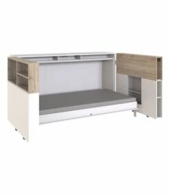 Lit Escamotable 90x200 Avec Aménagement De Lit - L212 Cm - Blanc