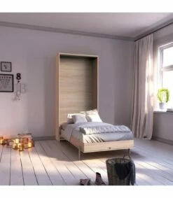 Lit Escamotable Vertical 90x200 - L102 Cm - Marron -Doublures De Lit Soldes 2024 lit escamotable vertical 90x200 l102 cm marron 1