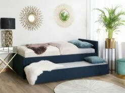 Lit Gigogne En Tissu Bleu 80x200 -Doublures De Lit Soldes 2024 lit gigogne en tissu bleu 80x200 2