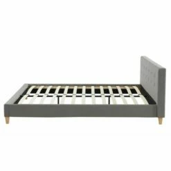 Lit Gris Clair 160x200 Avec Sommier à Lattes Et Tête De Lit -Doublures De Lit Soldes 2024 lit gris clair 160x200 avec sommier a lattes et tete de lit 5