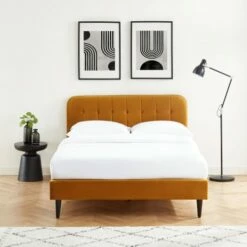 Lit Matelassé En Velours 140x190cm Jaune Moutarde -Doublures De Lit Soldes 2024 lit matelasse en velours 140x190cm jaune moutarde 1