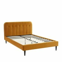 Lit Matelassé En Velours 140x190cm Jaune Moutarde -Doublures De Lit Soldes 2024 lit matelasse en velours 140x190cm jaune moutarde 2