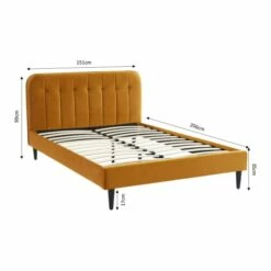 Lit Matelassé En Velours 140x190cm Jaune Moutarde -Doublures De Lit Soldes 2024 lit matelasse en velours 140x190cm jaune moutarde 4