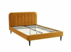 Lit Matelassé En Velours 140x190cm Jaune Moutarde -Doublures De Lit Soldes 2024 lit matelasse en velours 140x190cm jaune moutarde 5