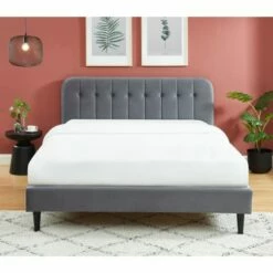 Lit Matelassé En Velours 160x200cm Gris Anthracite -Doublures De Lit Soldes 2024 lit matelasse en velours 160x200cm gris anthracite 1