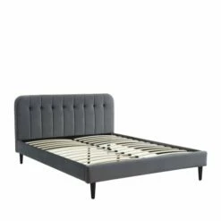 Lit Matelassé En Velours 160x200cm Gris Anthracite -Doublures De Lit Soldes 2024 lit matelasse en velours 160x200cm gris anthracite 2