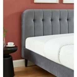 Lit Matelassé En Velours 160x200cm Gris Anthracite -Doublures De Lit Soldes 2024 lit matelasse en velours 160x200cm gris anthracite 3