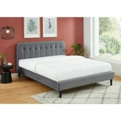 Lit Matelassé En Velours 160x200cm Gris Anthracite -Doublures De Lit Soldes 2024 lit matelasse en velours 160x200cm gris anthracite 4