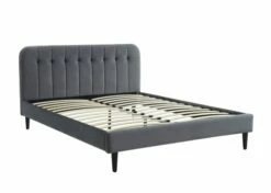 Lit Matelassé En Velours 160x200cm Gris Anthracite -Doublures De Lit Soldes 2024 lit matelasse en velours 160x200cm gris anthracite 5