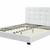 Lit Simili Blanc 160x200 Sommier Inclus