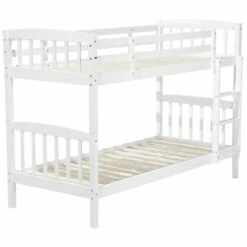 Lit Superposé En Bois De Pin Blanc 90 X 200 Cm -Doublures De Lit Soldes 2024 lit superpose en bois de pin blanc 90 x 200 cm 3