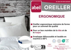 Oreiller Ergonomique à Mémoire De Forme 50 X 36 X 10 Cm Blanc -Doublures De Lit Soldes 2024 oreiller ergonomique a memoire de forme 50 x 36 x 10 cm blanc 2