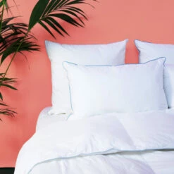 Oreiller MEDIUM Fibre Ergonomique - Coton Bio 60x60 Cm -Doublures De Lit Soldes 2024 oreiller medium fibre ergonomique coton bio 60x60 cm 1