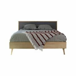 Pack Lit Avec Matelas 160x200 Cm Bois Massif Gris Et Bois