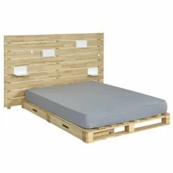 Pack Lit Avec Tête De Lit Et Matelas 140x200 Cm Bois Massif