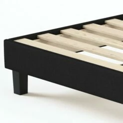 Sommier à Lattes 160x200 Cm En Tissu Déco Noir -Doublures De Lit Soldes 2024 sommier a lattes 160x200 cm en tissu deco noir 3