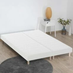 Sommier à Lattes Blanc 2x90x200 -Doublures De Lit Soldes 2024 sommier a lattes blanc 2x90x200 1