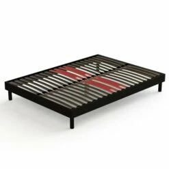 Sommier à Lattes En Kit Bois Couleur Noir 180x200