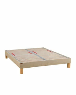 Sommier Bibloc à Lattes Apparentes En Lin 2x100x200