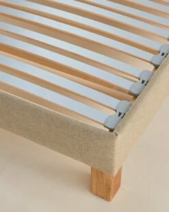 Sommier Bibloc à Lattes Apparentes En Lin 2x100x200 -Doublures De Lit Soldes 2024 sommier bibloc a lattes apparentes en lin 2x100x200 3