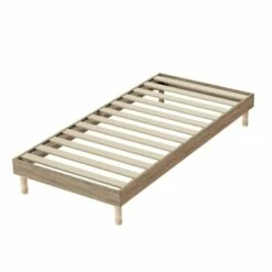 Sommier En Kit A Latte Blanc 90x190 -Doublures De Lit Soldes 2024 sommier en kit a latte chene gris clair 90x190 bois clair 1