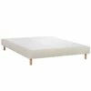 Sommier Tapissier Creme 140x190cm + 4 Pieds Made In France