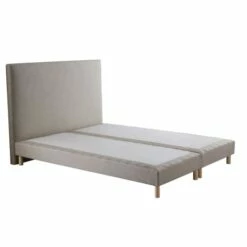 Sommier Tapissier + Tete De Lit Lisse Beige 140x190