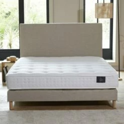Sommier Tapissier + Tete De Lit Lisse Beige 140x190 -Doublures De Lit Soldes 2024 sommier tapissier tete de lit lisse beige 140x190 3