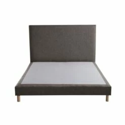 Sommier Tapissier + Tete De Lit Lisse Camel 160x200 -Doublures De Lit Soldes 2024 sommier tapissier tete de lit lisse camel 160x200 3