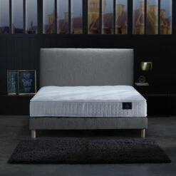 Sommier Tapissier + Tete De Lit Lisse Gris Souris 160x200 -Doublures De Lit Soldes 2024 sommier tapissier tete de lit lisse gris souris 160x200 5