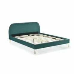Structure De Lit 140 X 190 Cm En Velours Et Laiton Vert -Doublures De Lit Soldes 2024 structure de lit 140 x 190 cm en velours et laiton vert 5