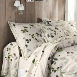Taie D'oreiller "nature Et Feuillages" Coton Ecru 70x50